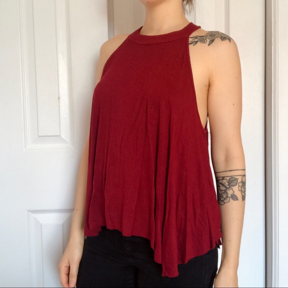 UO Kimchi Blue Flowy Tank Top Burgundy Small